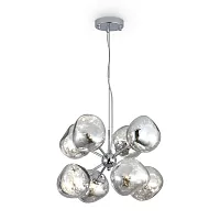 Люстра подвесная Ejection FR5378PL-08SM Freya серая на 8 ламп, основание хром в стиле современный Люстра подвесная Ejection FR5378PL-08SM Freya серая на 8 ламп, основание хром в стиле современный